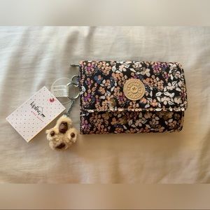 Kipling Wistful Floral Wallet W/ Monkey Keychain